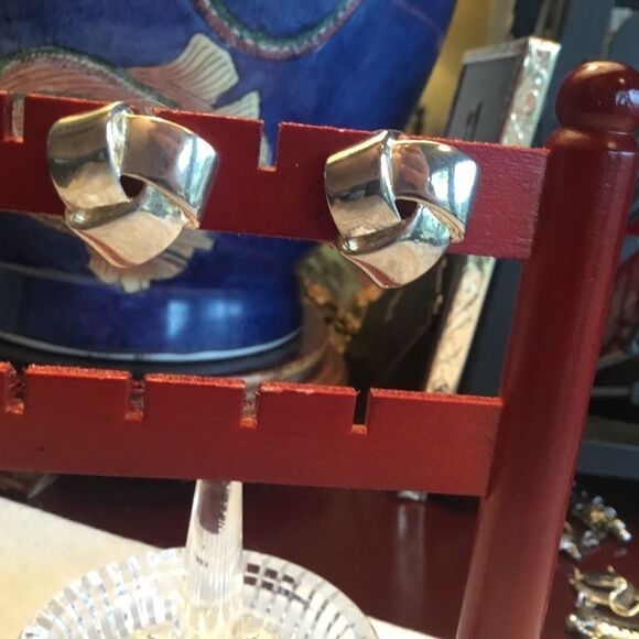 $8 ea or 3/$15 Silvertone Twisted Ribbon  Earrings - Picture 1 of 9